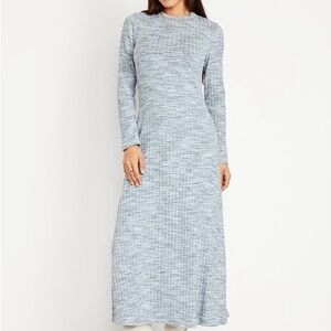 Old Navy Heather Blue Rib Knit Maxi Sweater Dress